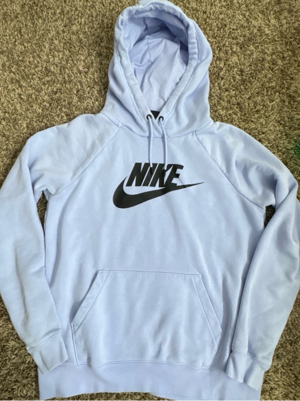 Nike Men's Light Blue Crewneck Hoodie with Black Logo